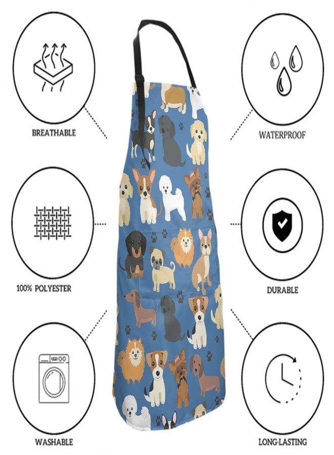 Sweetshow Cute Dogs Pets Apron with 2 Pockets and Adjustable Neck Waterproof Stain Resistant Dog Paw Dog Grooming Apron for Women Men Kitchen Cooking Baking Bistro Aprons - Image 4